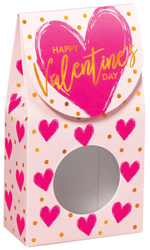 Pack/6: Painted Hearts Gourmet Candy Box - 3-1/2 x 1-3/4 x 6-1/2"