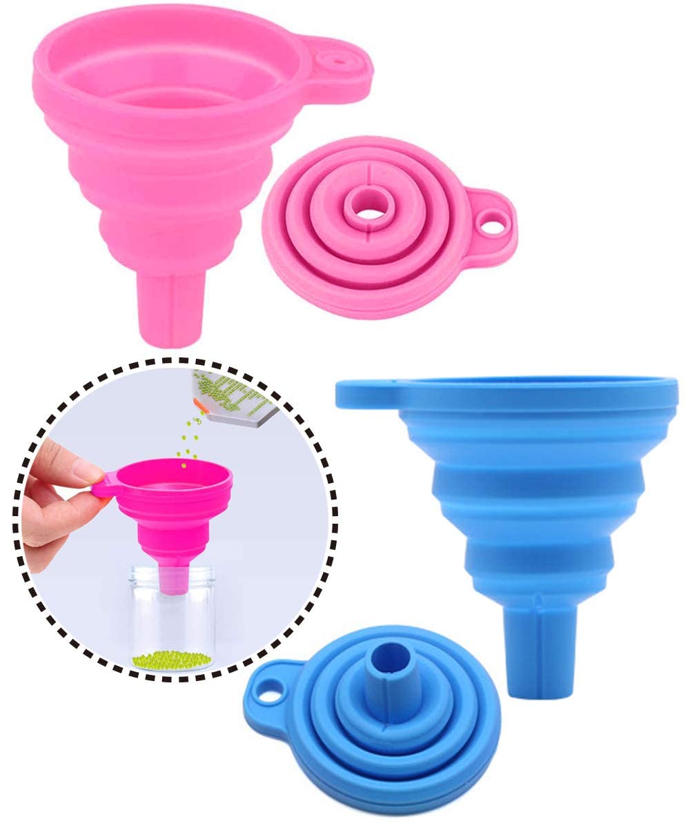 2 Pcs Diamond Painting Tools Funnel - Silicone Collapsible Funnel, Convenient Foldable Beads Container Mosaic Tool for 5D DIY Diamond Painting Kits for Adults.