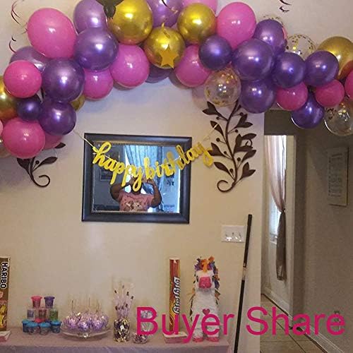 50-Pack 12-Inch Latex Balloons &#x2013; Purple, Fuchsia, Chrome Gold, Pink Confetti for Bachelorette, Baby Shower, Birthday, Graduation, and Anniversary Party Decorations