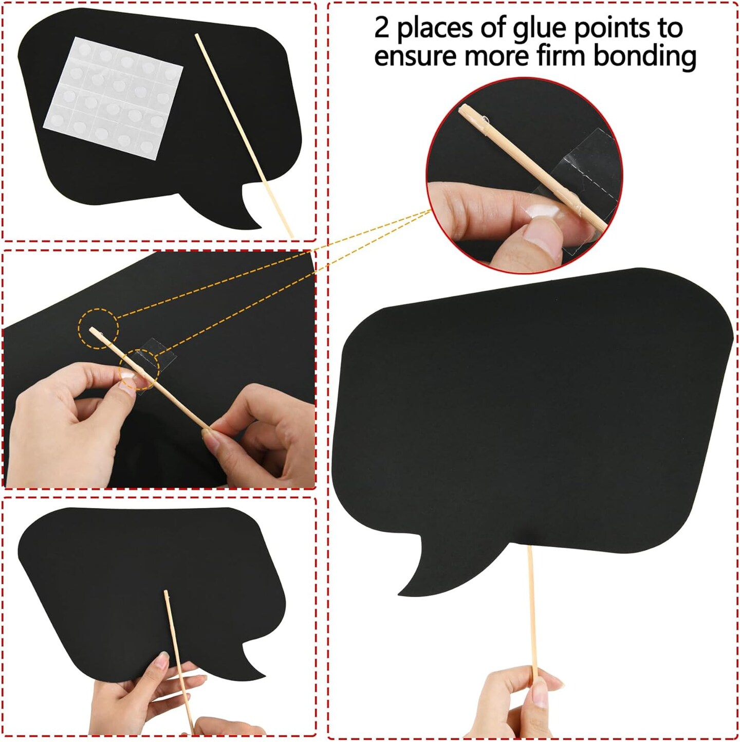18 Pc Black Chalkboard Photo Booth Props – DIY Party Photo Frames