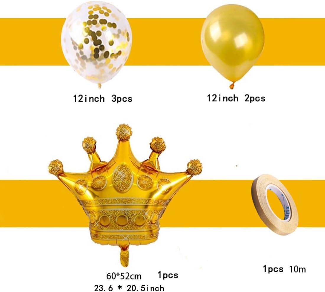 5 PCS Happy Birthday Five-pointed Star Gold Crown 1 Foil Balloons for Birthday Party
