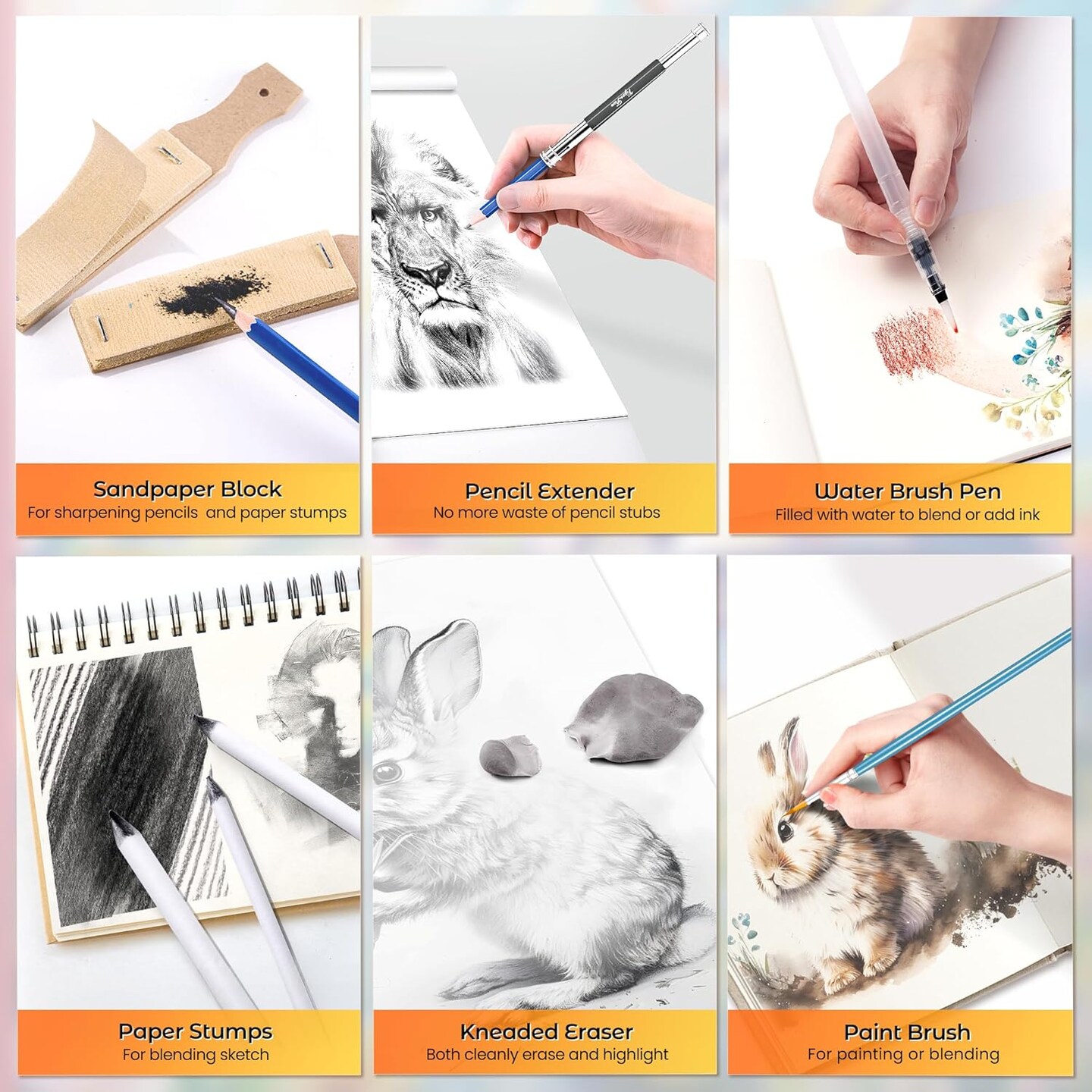 106 PCS Art Supplies Sketching Kit, Pro Drawing Pencils with 3-Color Sketchbook, Coloring Book, Colored Graphite Charcoal Watercolor &#x26; Metallic Pencils, Drawing Supplies Gifts for Artists Adults Kids