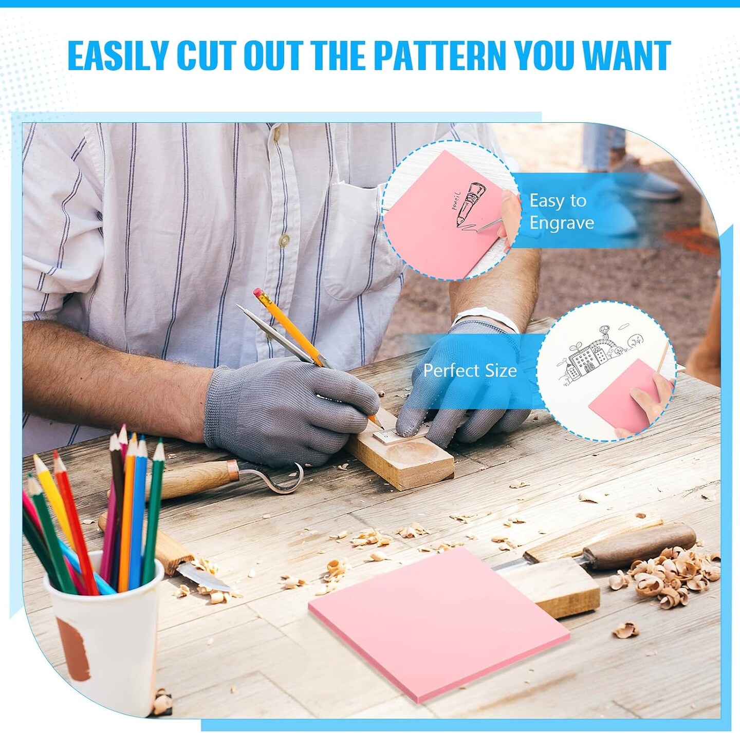 Pink Rubber Art Soft Linoleum Carving Block, Rubber Crafts Linocut Block for Printmaking,DIY Crafting Stamp Carving Block