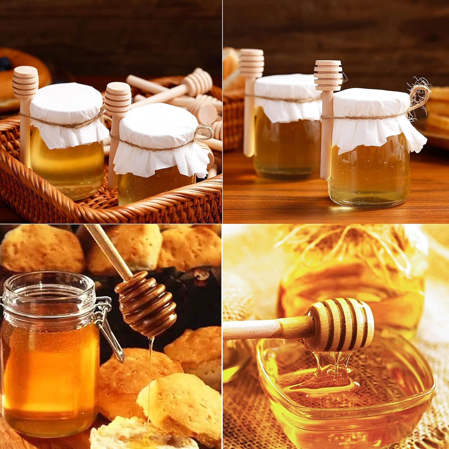 25 Pcs Honey Sticks Dipper, 3 inch Mini Wooden Honeycomb Stick, Small Honey Spoons Stirrer Stick for Honey Jar Dispense Drizzle Honey and Wedding Party Favors Gift
