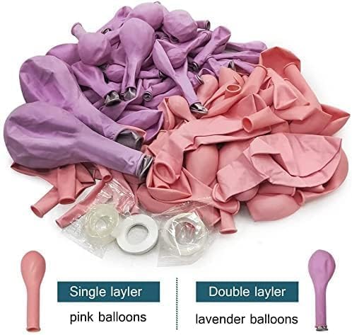 Pastel Pink & Purple Balloon Garland Kit – Double-Stuffed Latex Balloons for Bridal Shower, Baby Shower & Party Decor