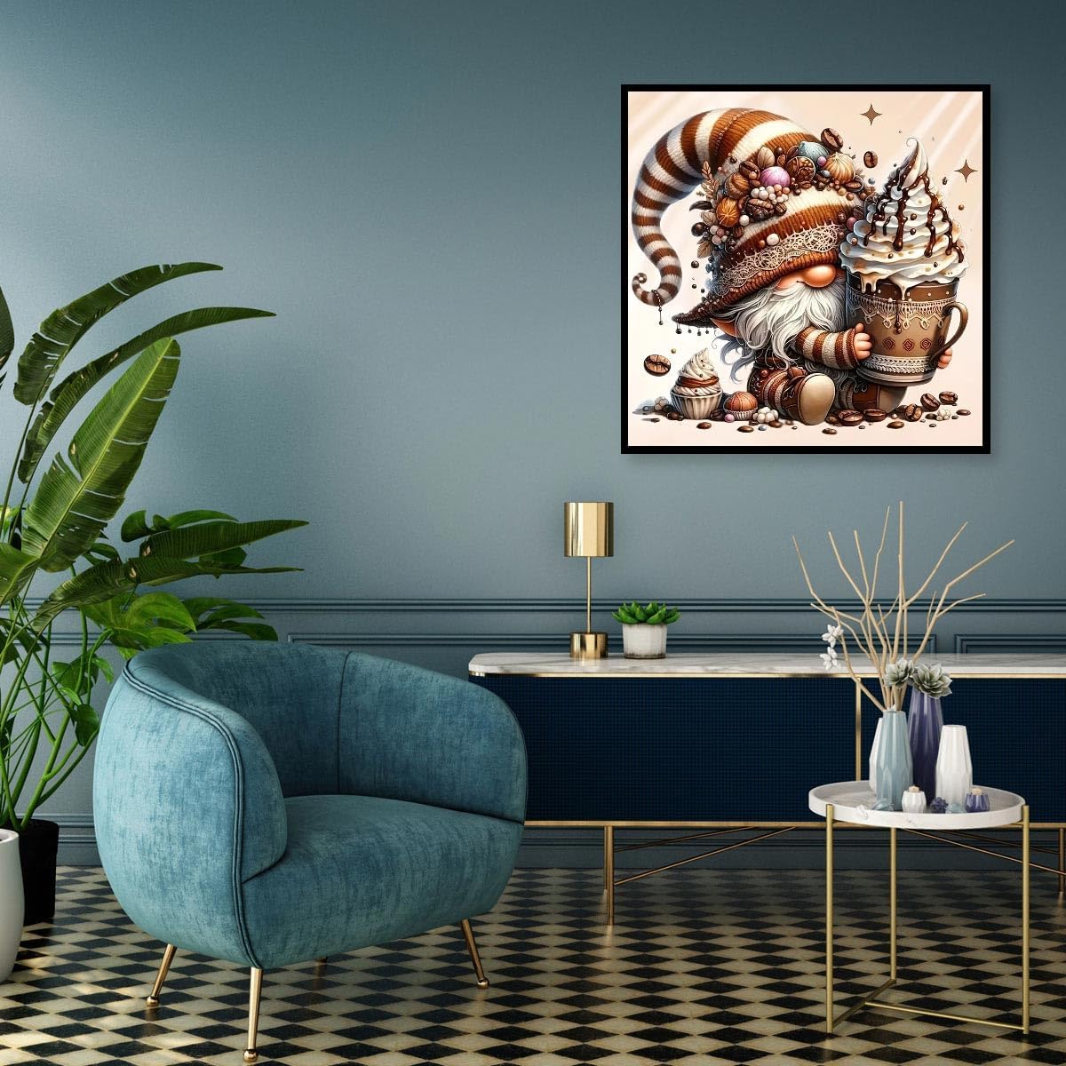 Gnome Diamond Art Kits for Adults,DIY 5D Diamond Painting Kits for Beginners, Round Full Drill Diamond Dots Paintings,Diamonds Pictures Gem Art for Adults Crafts Home Decor