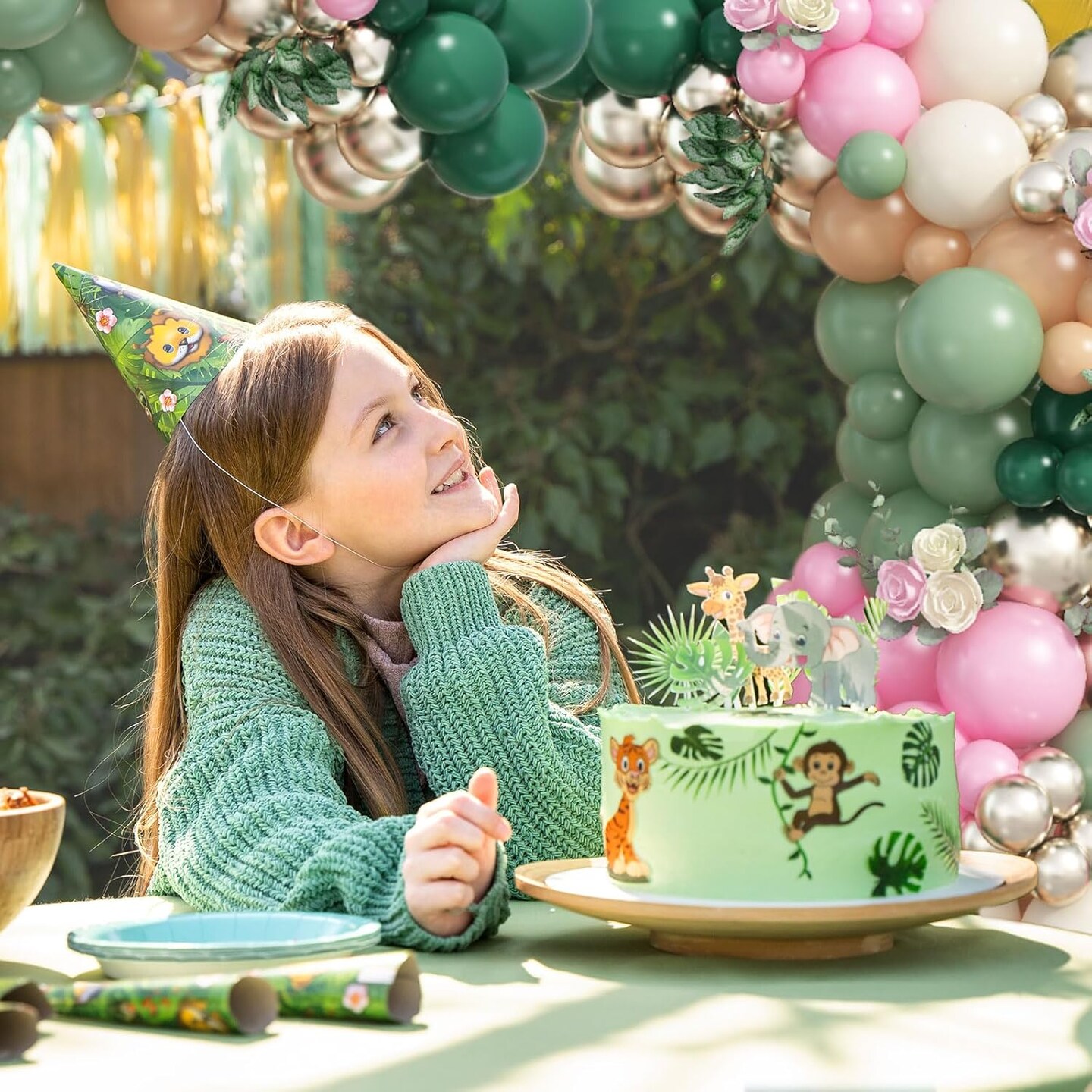Sage Green & Pink Balloon Arch Kit 128pcs Latex Balloons Party Decorations
