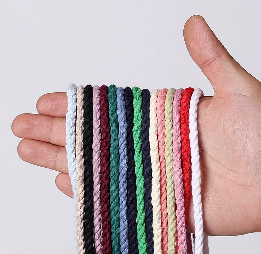 100% Natural Cotton Macrame Cord,5mm x110 Yards Macrame Cords Colored Cotton Macrame Rope Craft Cord for DIY Crafts Knitting Plant Hangers Christmas Wedding D&#xE9;cor(Beige, 5mm110yards)