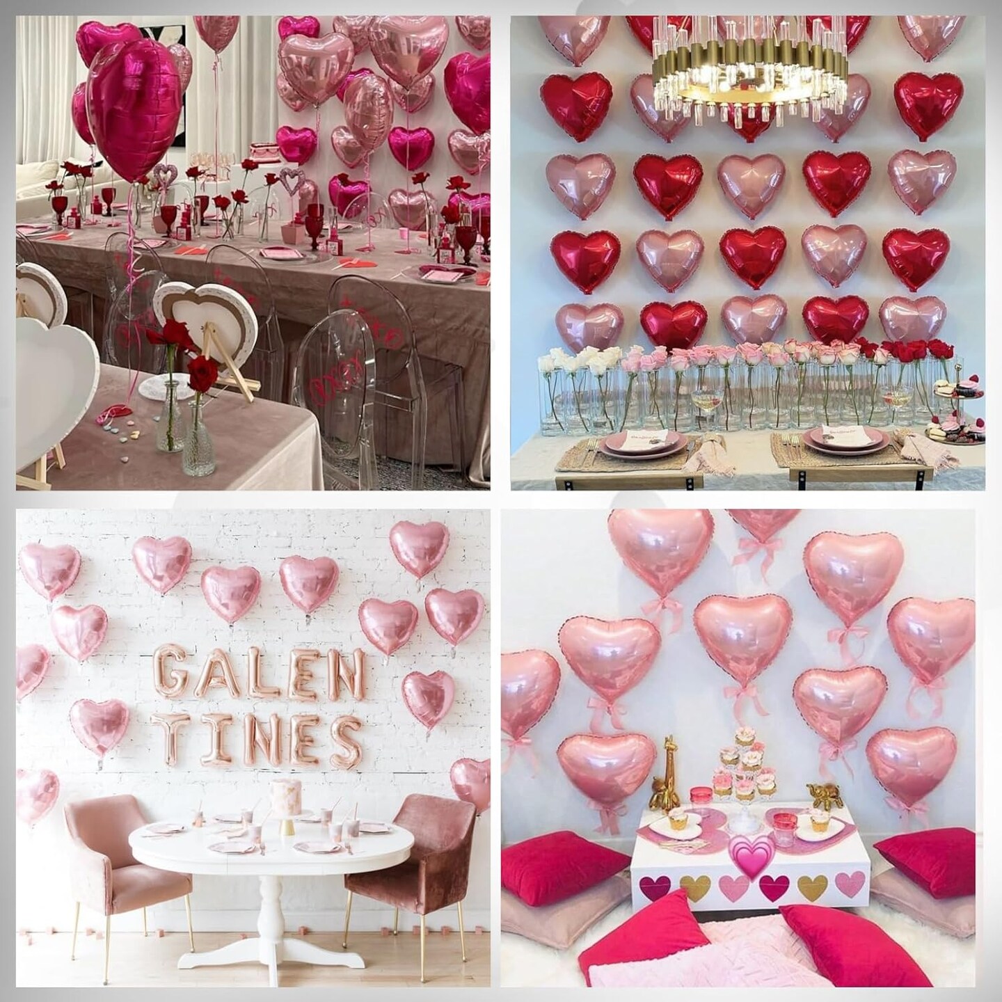 Pink Heart Balloons, Heart Shaped Ballons, 20 Pcs 5/10/18 inch Pink Foil Love Balloons for Valentine&#x27;s Day Decorations Wedding Engagement Bridal Showers Anniversary Celebrations