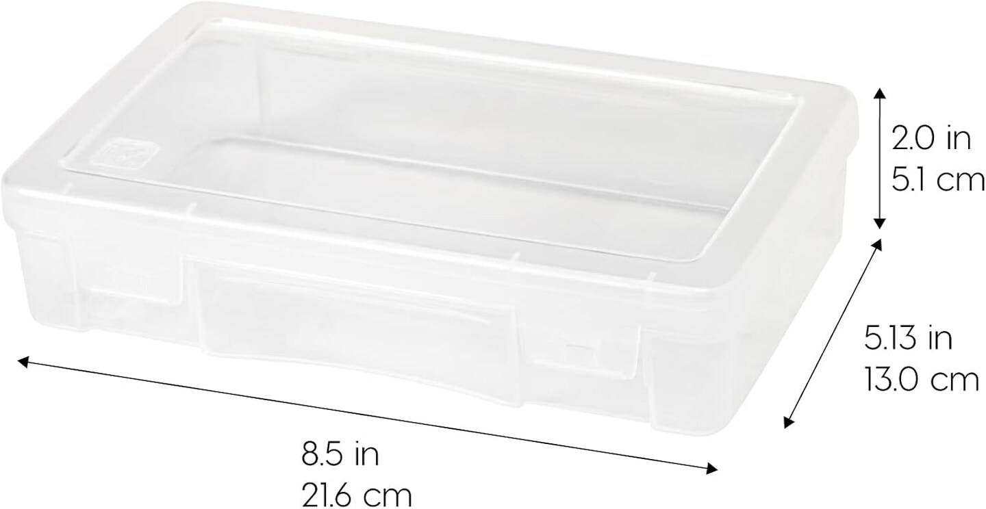 USA Pencil Case Box Storage Container for Organizing with Snap Lid, 10-Pack, Big Capacity Stackable Plastic Pen Pouch for Craft Hobby Art Supplies Journaling Stationery Sticker, Clear, Medium