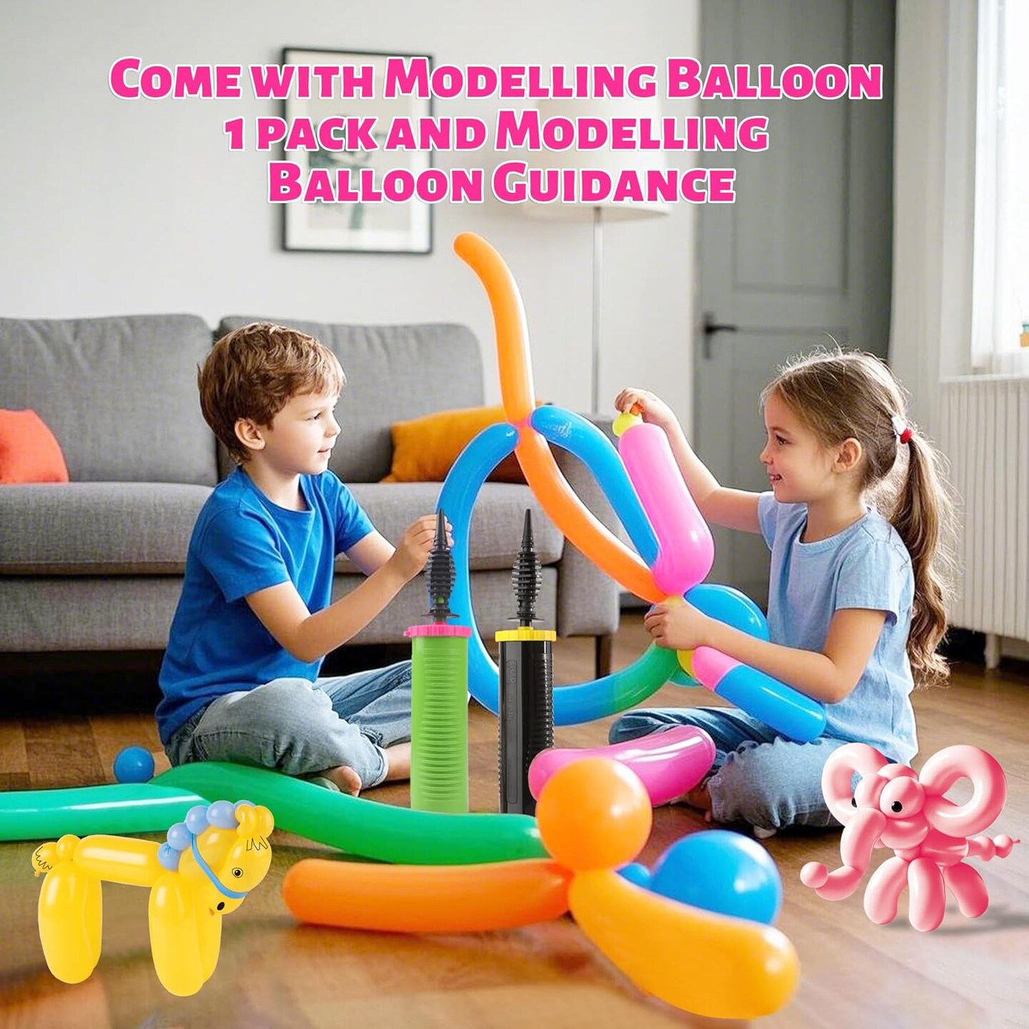 Balloon Pump Handheld Two-Way Dual Action Balloon Inflator Pumping for Foil Latex Twisting Balloon