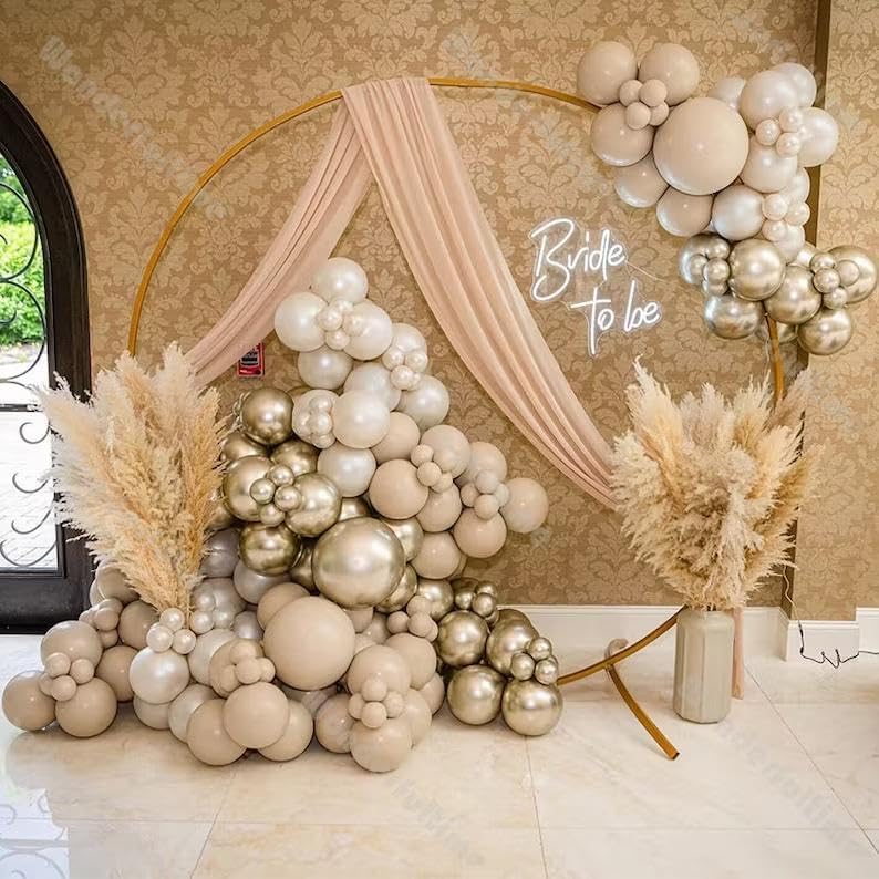145PCS Neutral Balloon Arch Kit Champagne Balloon Double Stuffed Pearl White Cream Peach neutral balloons