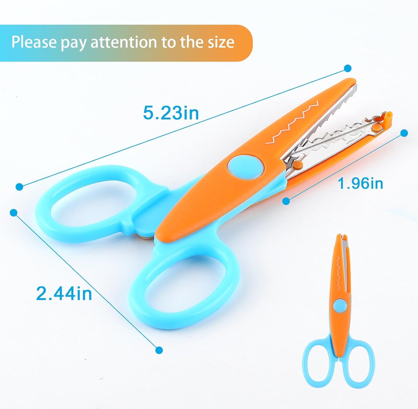 12-Pack Kids Safety Scissors – 5-Inch Blunt Tip with Colorful Zig Zag Decorative Edges, Assorted Patterns for School, Classroom, Art Crafts, Scrapbooking, and DIY Projects