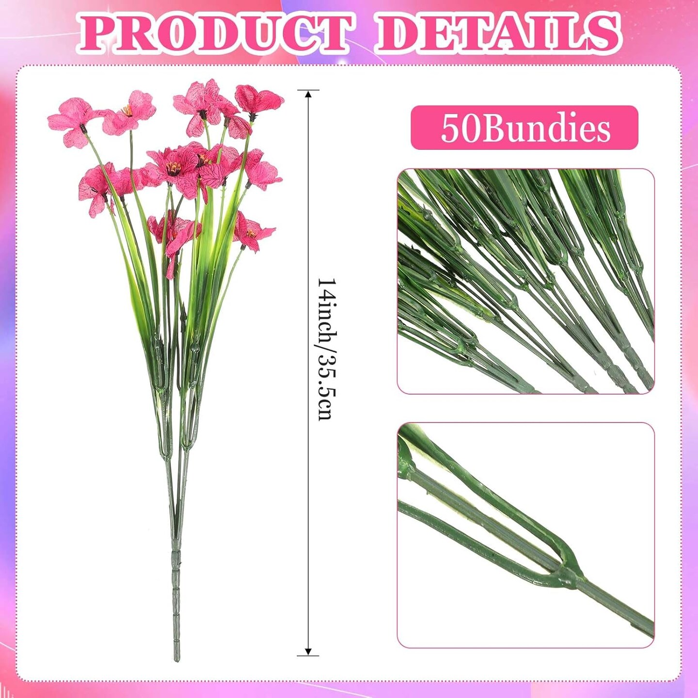 50 Bundles Bundles &#x26; Bouquets Artificial Flowers Outdoor