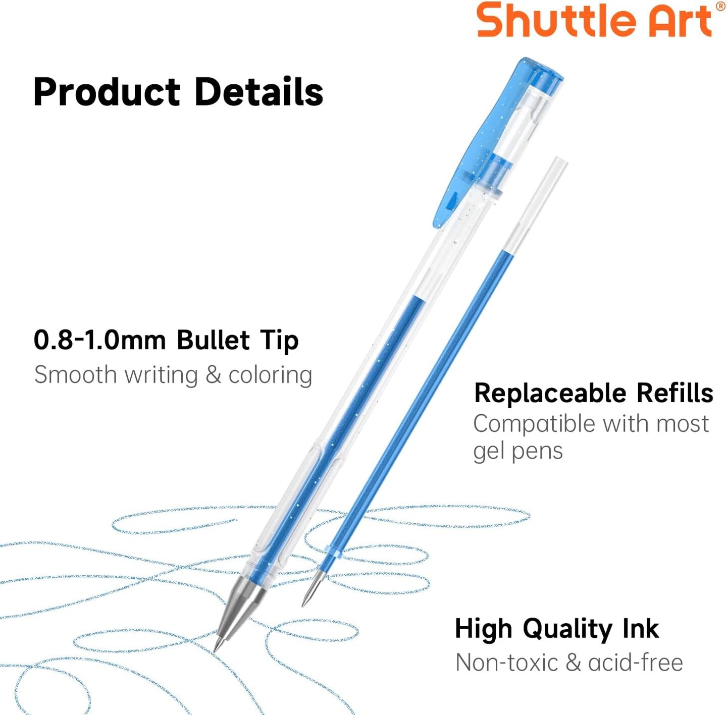 Gel Pen Refills, 140 Colors Gel Pen Refills, 7 Color Types for Kids Adults Coloring Books Drawing Doodling Crafts Scrapbooking Journaling