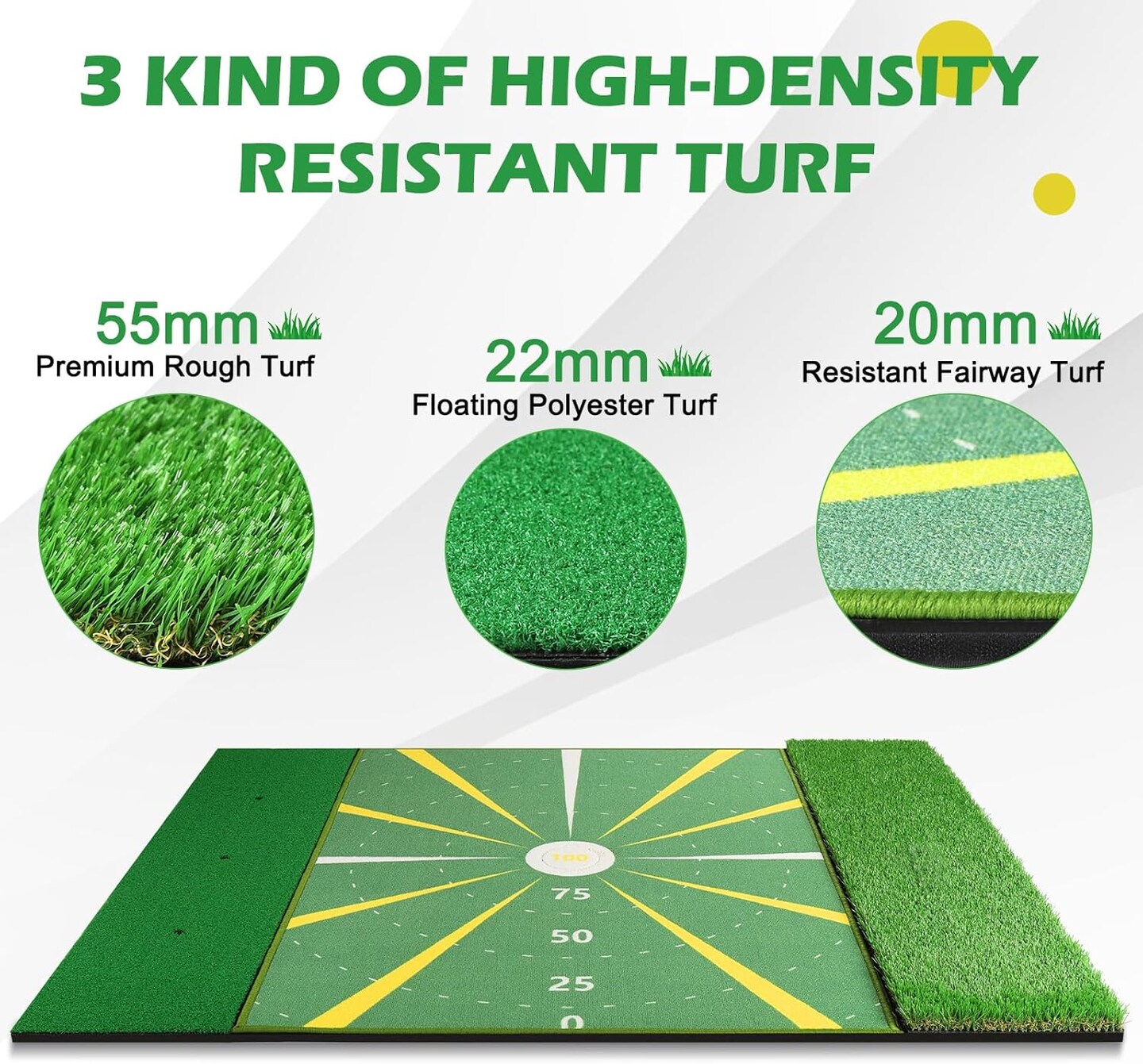 5x4ft Golf Hitting Mat &#x26; Floating Golf Green (1.5x1.2m) - Premium Practice Turf for Indoor/Outdoor, Pool, Backyard with 7-Iron Club, Balls, Tees - Perfect Gift for Men/Dad/Golf Lovers