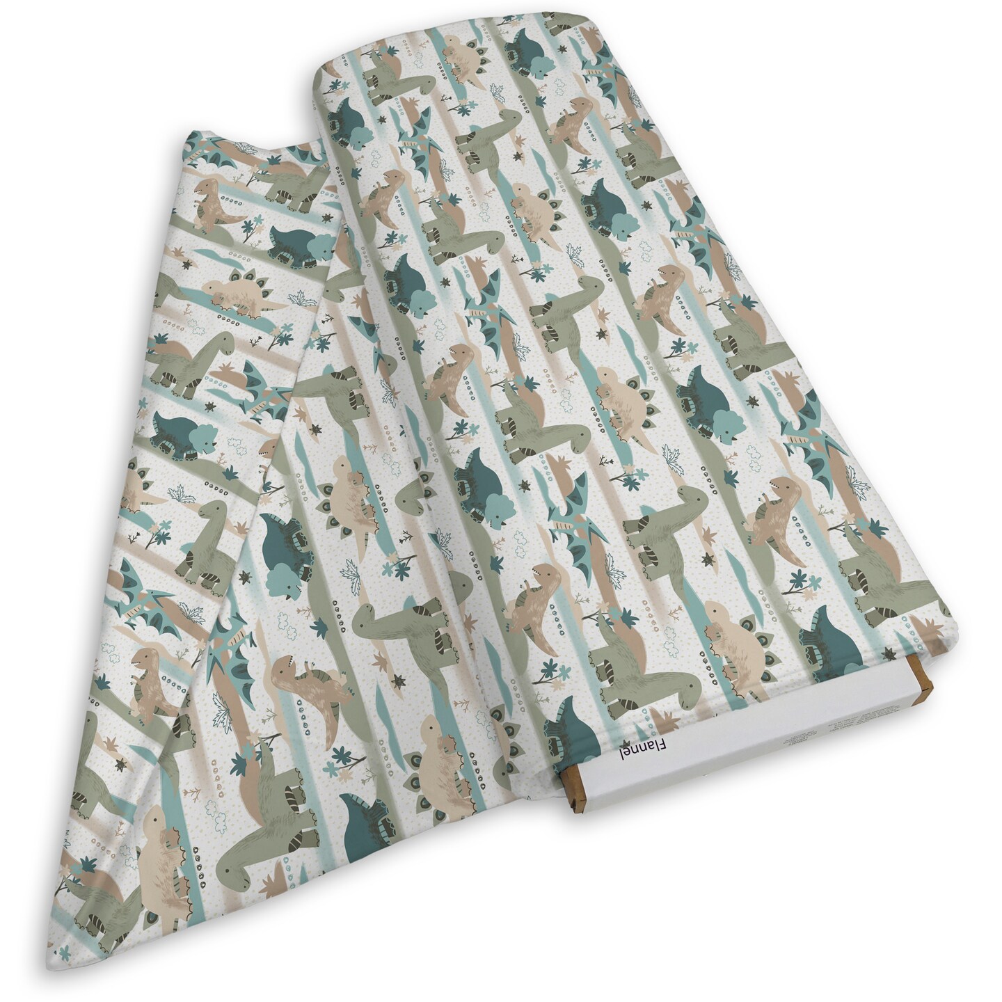 DAVID TEXTILES GOING DINO WHITE FLANNEL 6 YD BOLT
