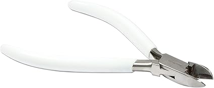 The Beadsmith 5 inch (130mm) Side Cutter, with Polished Steel Head, White PVC Comfort Grip and Double-Leaf Spring Handle, Jewelry Making Tool, 300 Series