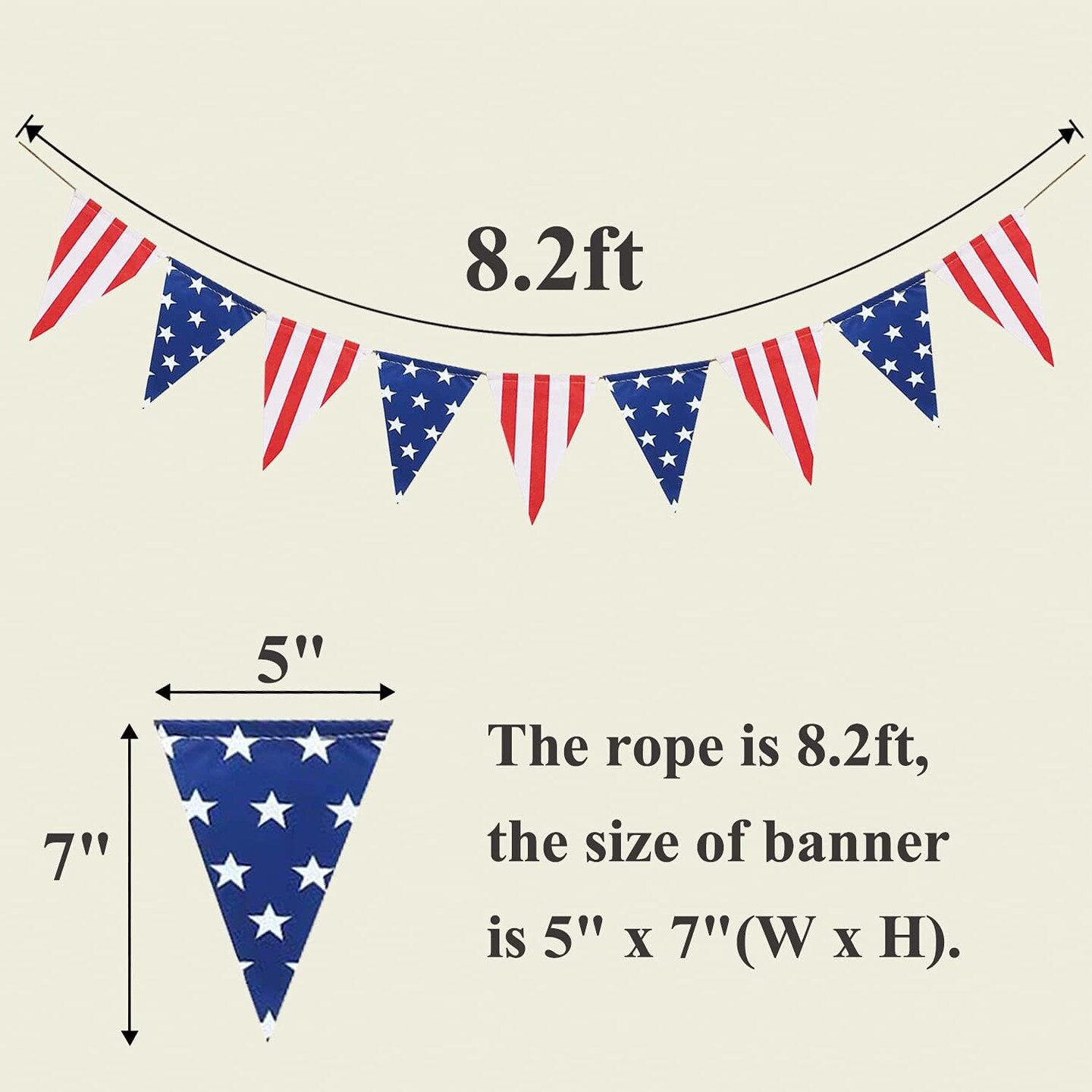American Stars and Stripes Flag Bunting Garland USA Triangle Banner (Multicolor)
