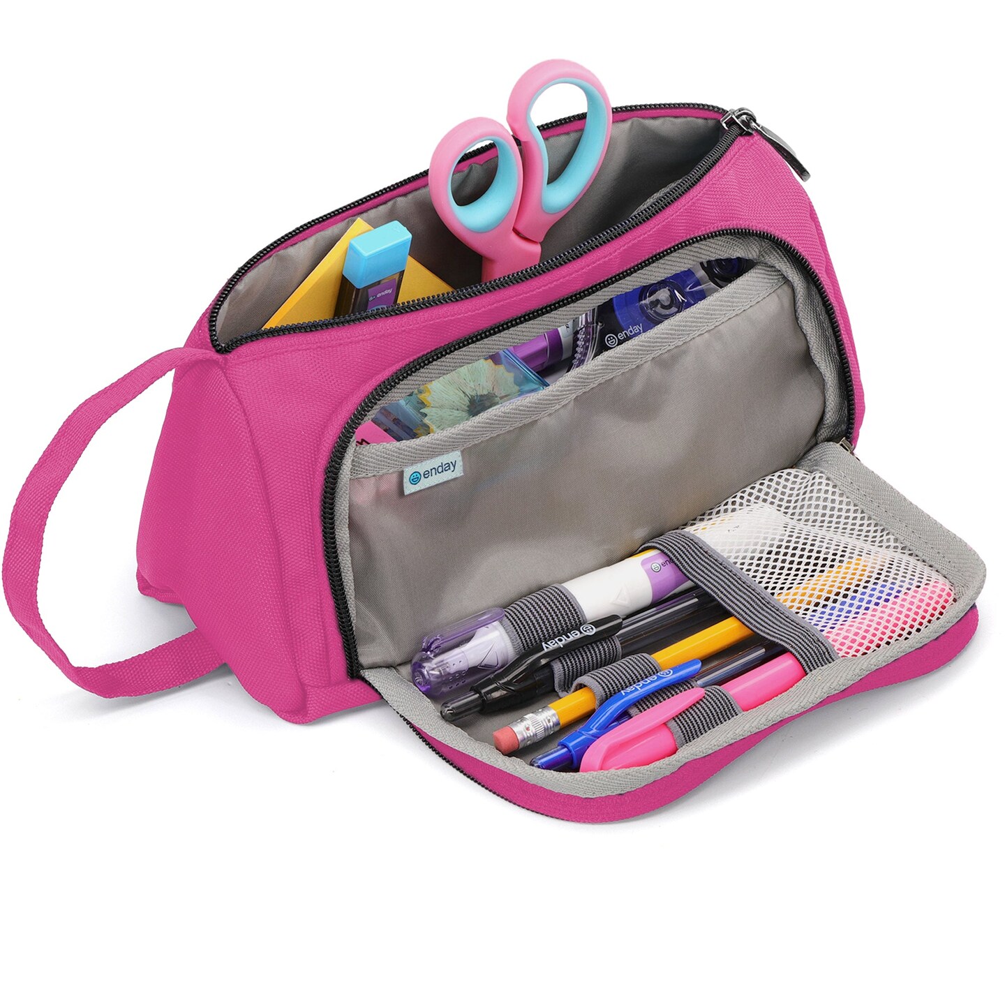 Enday Big Capacity Pencil Case, 3 Compartments Pencil Bags with Zipper
