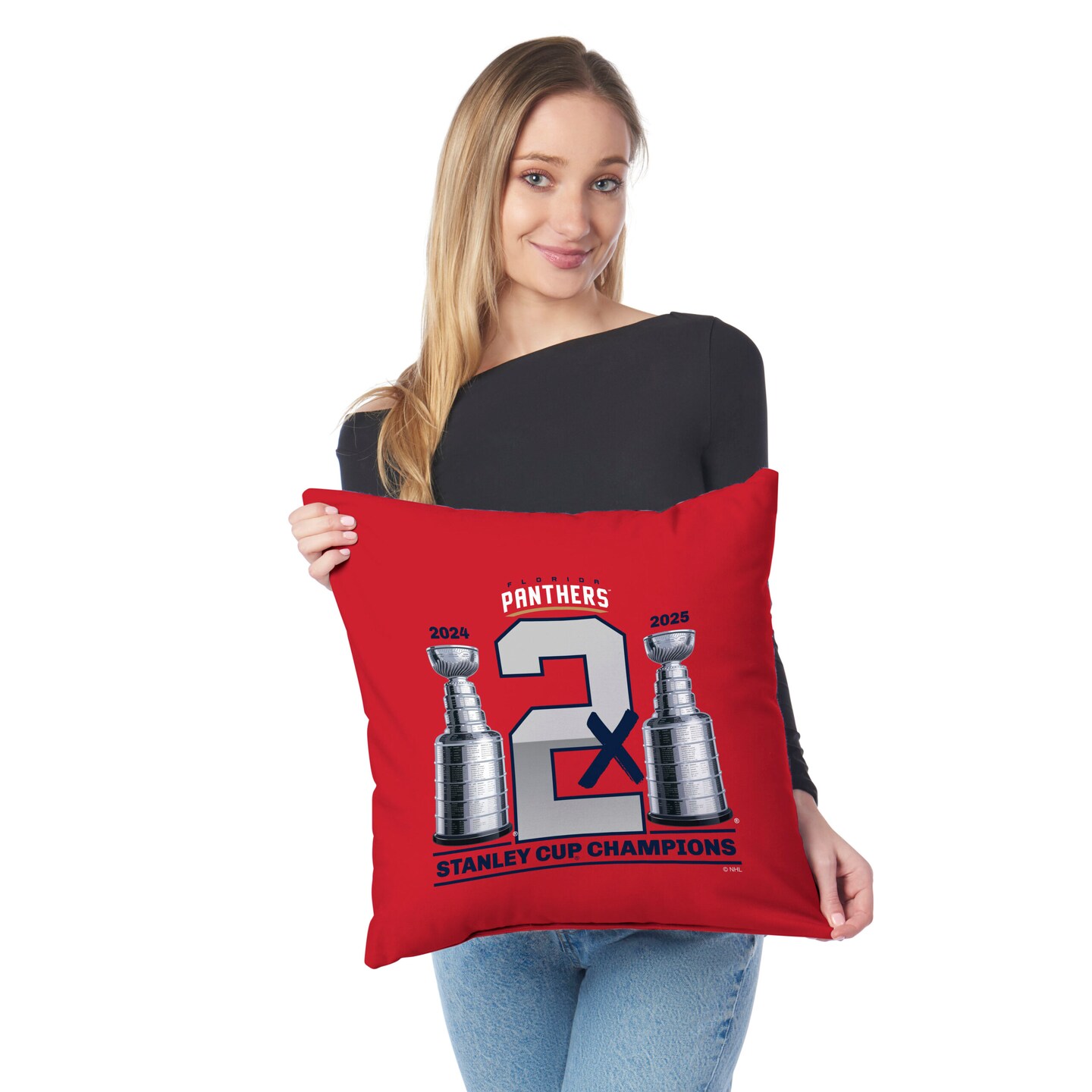 NHL Florida Panthers 2025 Stanley Cup Champs Stake 18 Inch Throw Pillow