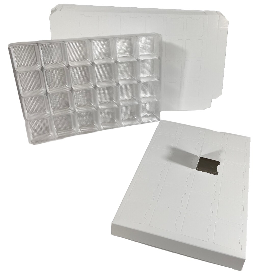 Made in USA - 10 Sets - Fillable (empty) Advent Calendar Candy Boxes and Trays - Blank White (You Color & Create or Sublimate) - Food Safe