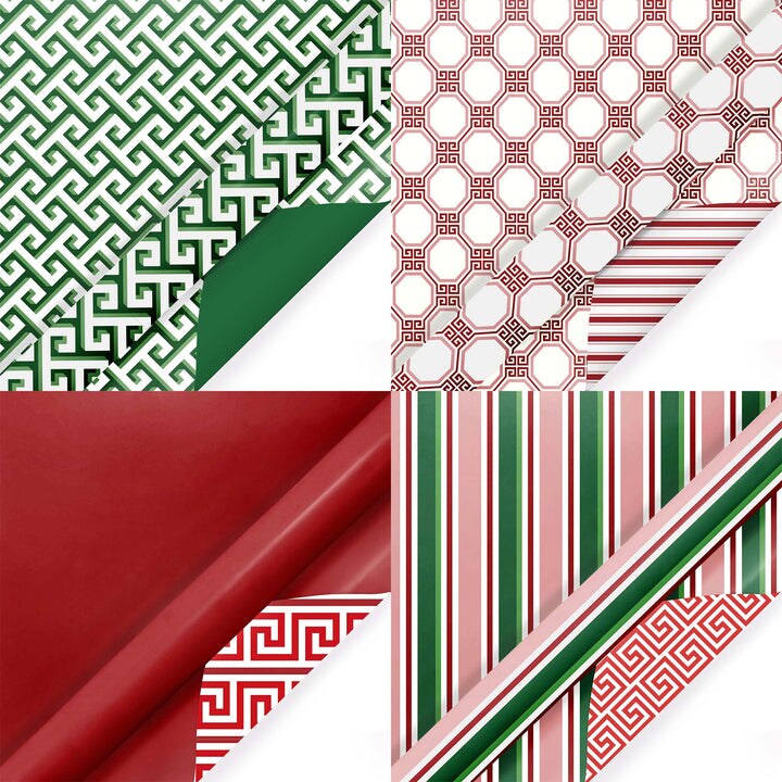 LaRibbons 30" x 10' Wrapping Paper Bundle (4-pack) | Greek Key