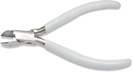 The Beadsmith 5 inch (130mm) Side Cutter, with Polished Steel Head, White PVC Comfort Grip and Double-Leaf Spring Handle, Jewelry Making Tool, 300 Series