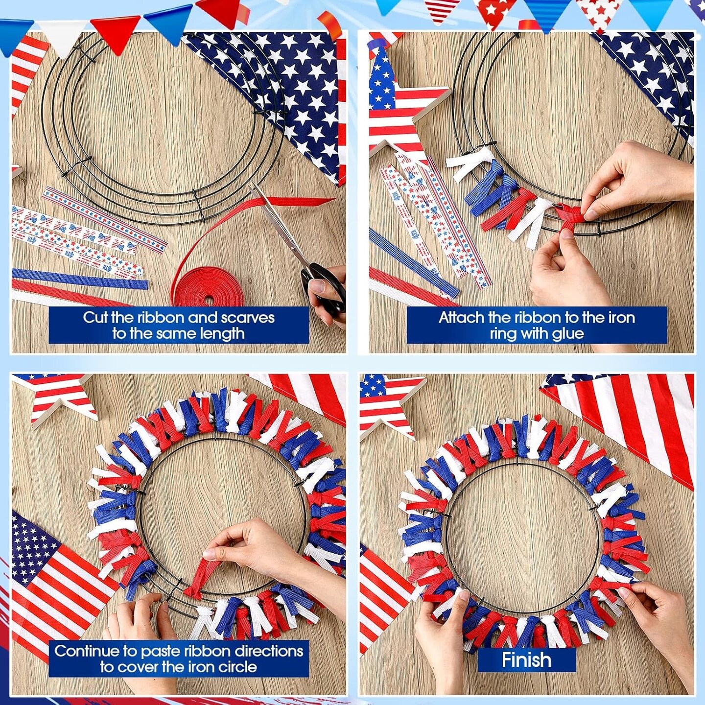4 Set 12&#x27;&#x27; DIY Patriotic Wreath