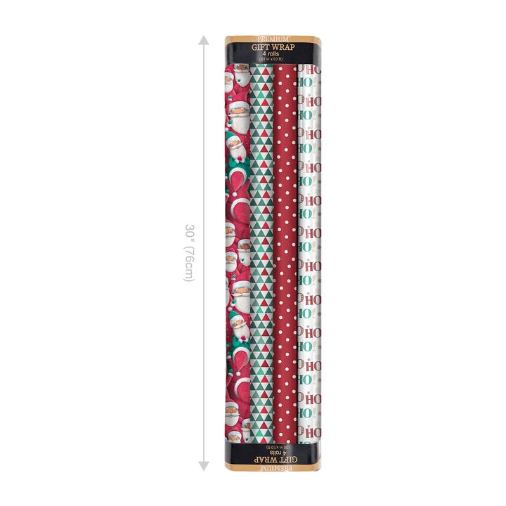 LaRibbons 30&#x22; x 10&#x27; Holiday Reversible Wrapping Paper Bundle (4-pack) | Joyful Bunch