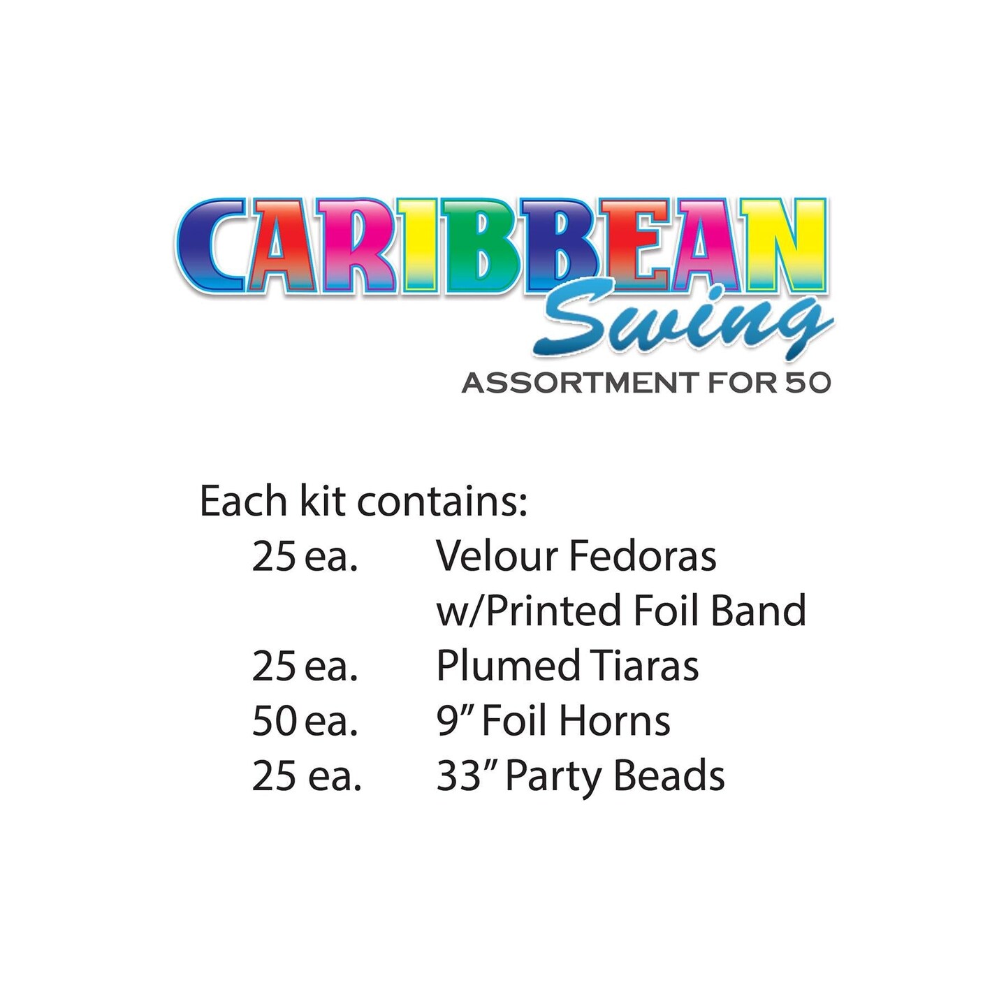 Beistle Caribbean Swing New Year&#x27;s Eve Party Kit for 50 People