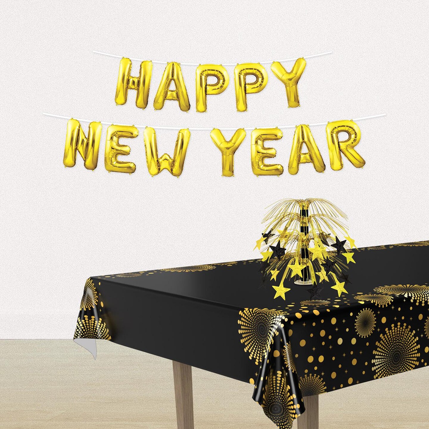 6 Pack Beistle Happy New Year Balloon Streamer - Gold