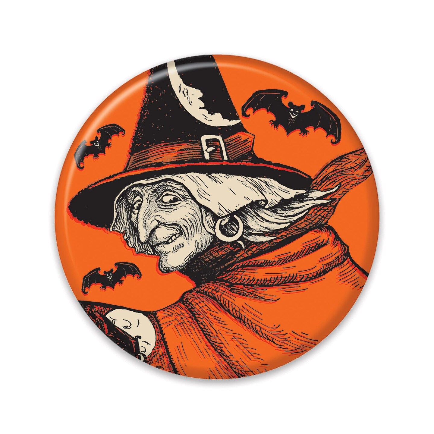 6 Pack Beistle Vintage Halloween Classic Witch Button