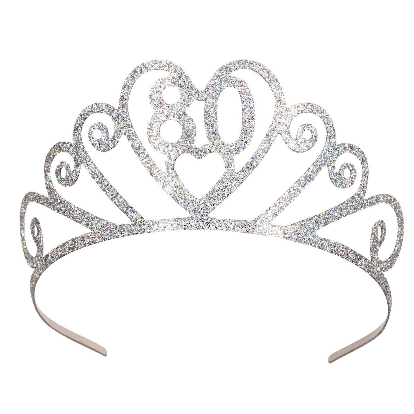 6 Pack Beistle Glittered Metal 80th Birthday Party Tiara