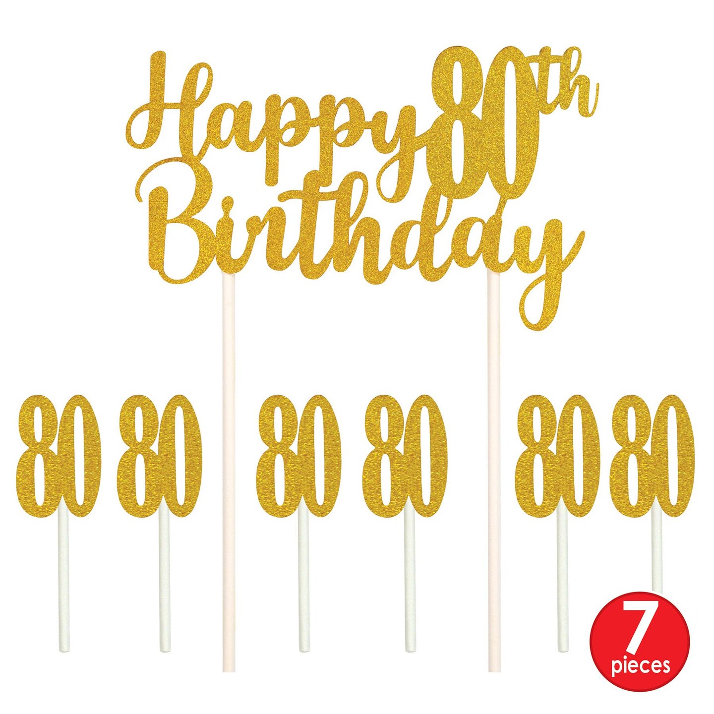 12 Pack Beistle Happy 80th Birthday Party Cake Topper