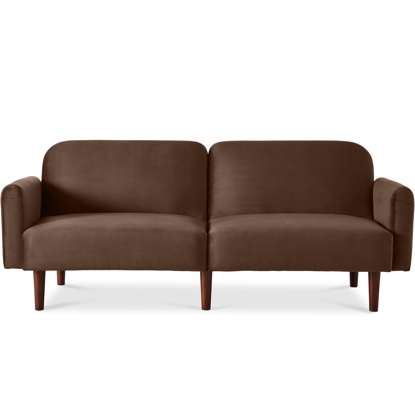 Best Choice Products Curved Convertible Futon, Velvet Fabric Split-Back Sleeper Bed