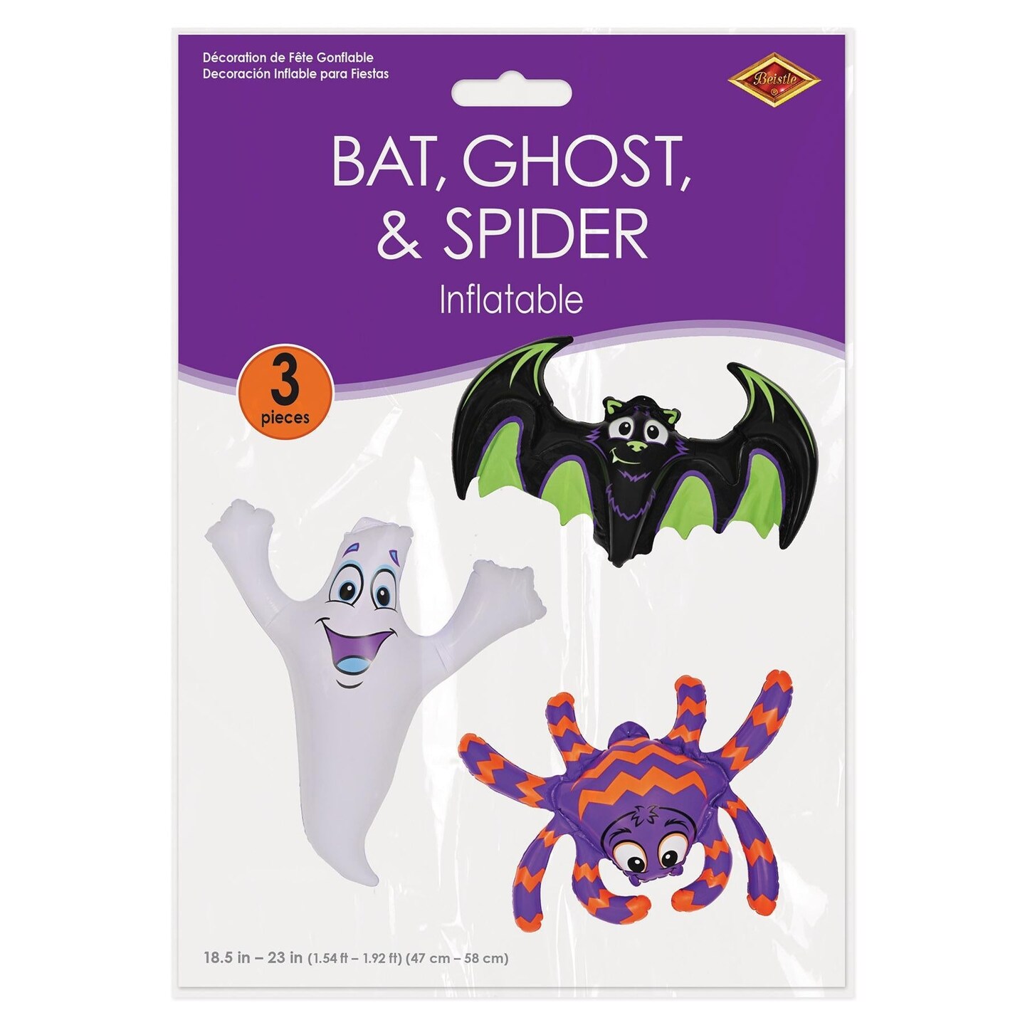 12 Pack Beistle Halloween Inflatable Bat, Ghost/Spider 3 Piece Set