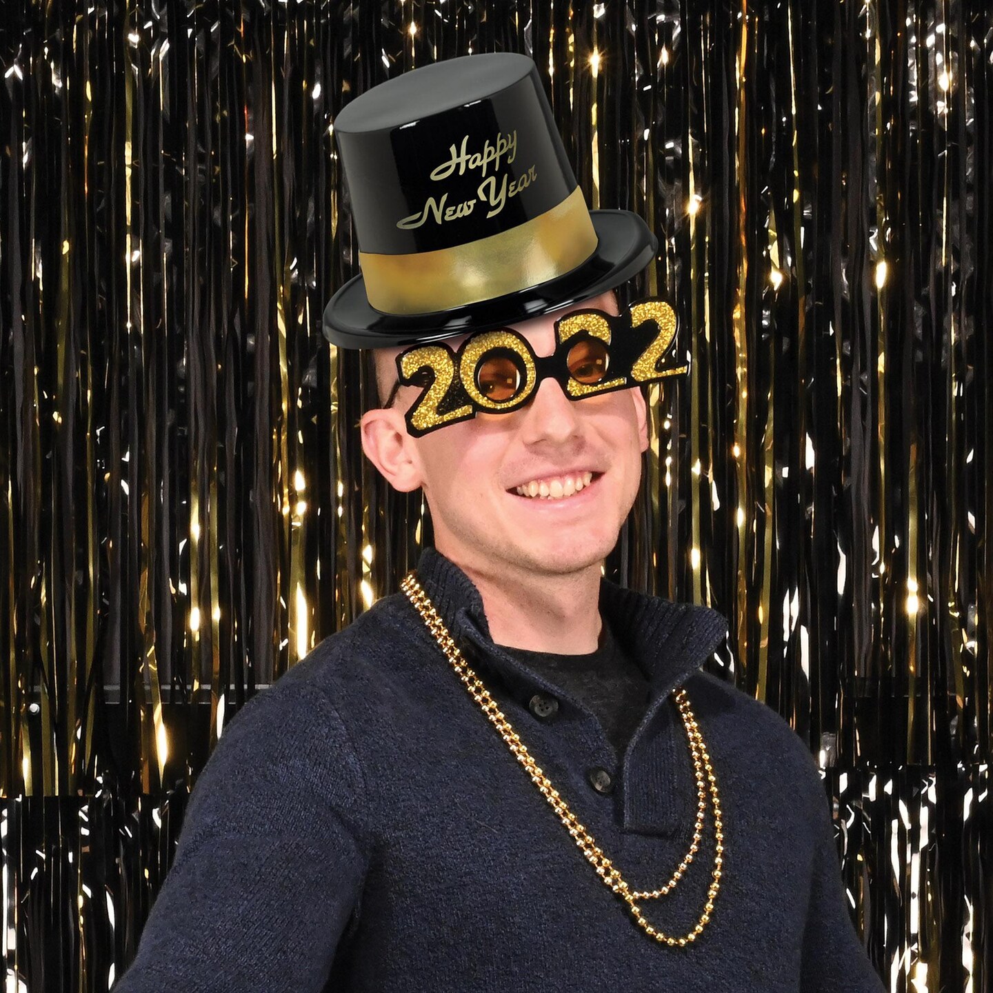 25 Pack Bulk New Year's Eve Gold Legacy Topper Hat black & gold