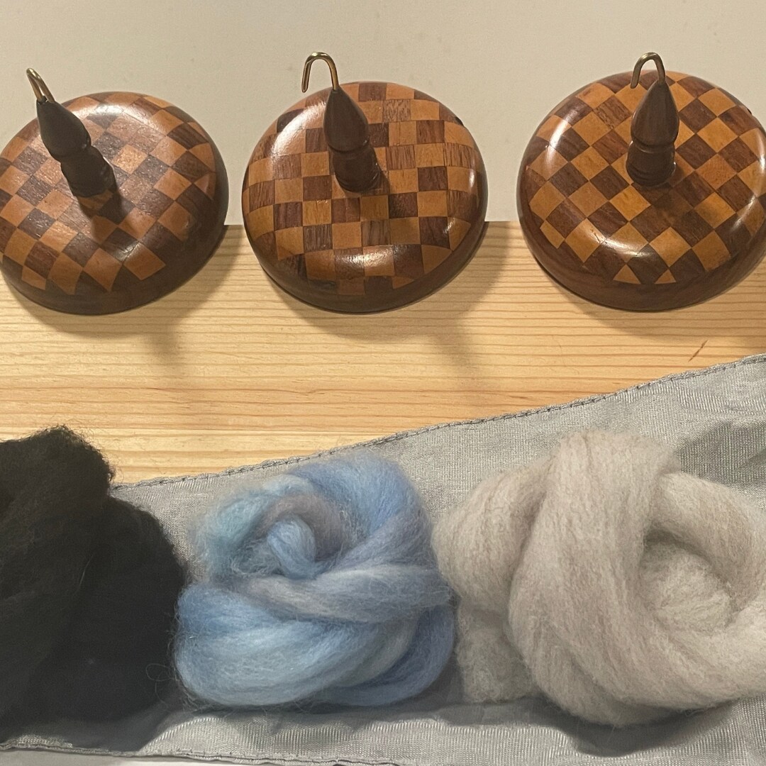My Two Ladies | Top Whorl Drop Spindle Kit | w/Orange Pouch