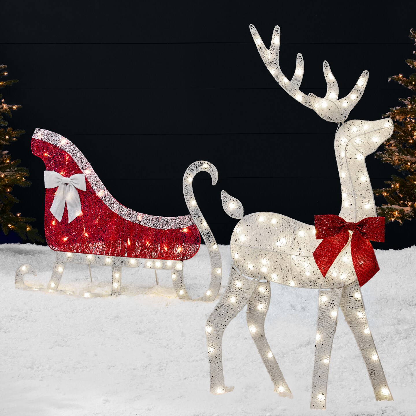 Best Choice Products Lighted 2D Reindeer &#x26; Sleigh Set Outdoor D&#xE9;cor w/ Warm White LED Lights
