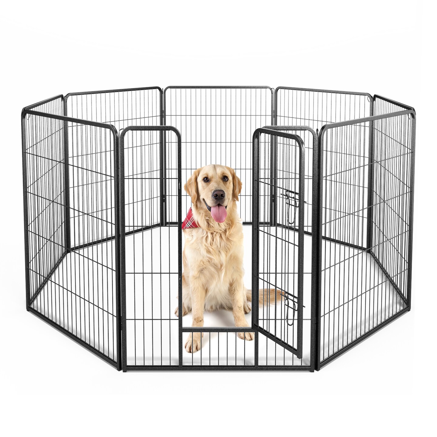 8 Panel Portable Indoor Outdoor Pet Fence with Metal Stakes