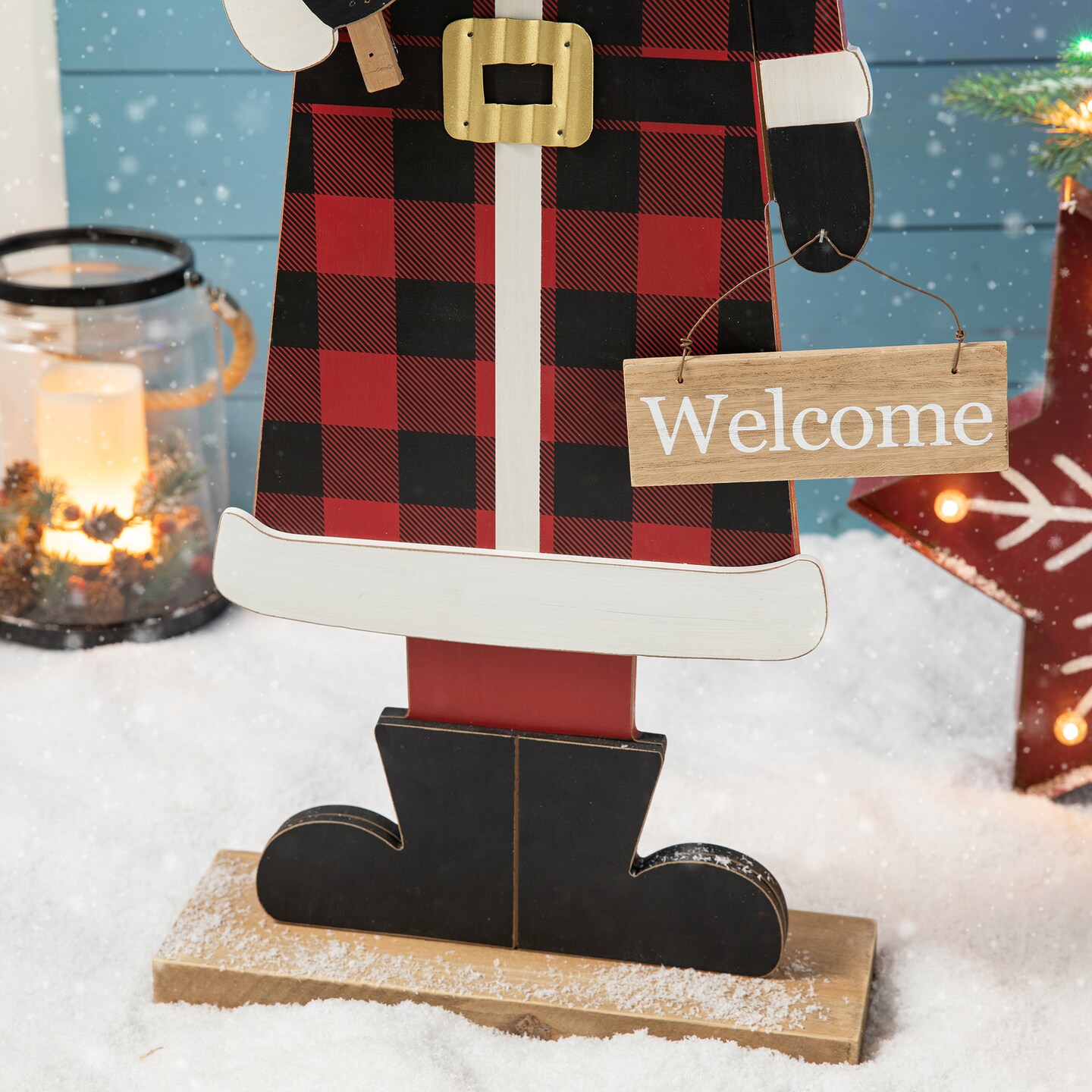 Set of 4 36&#x22;H Lighted Wooden Christmas Porch D&#xE9;cor with Timer