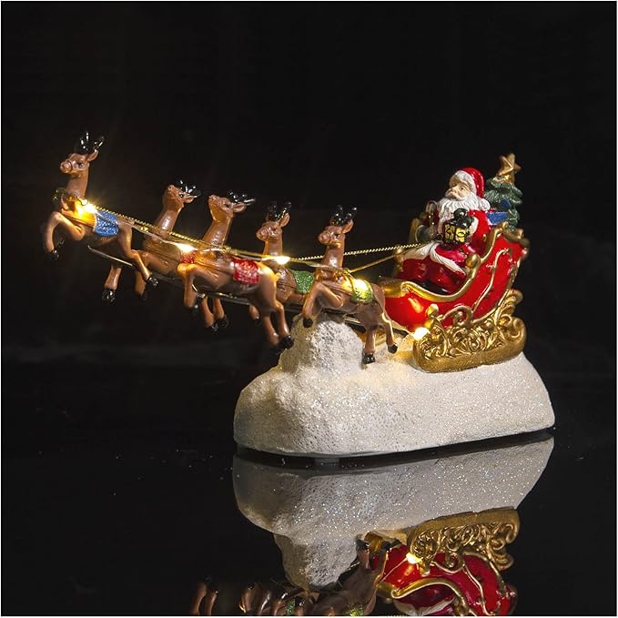 Santa's Sleigh and Reindeer Assortment - Christmas Reindeer Car with LED Light UP