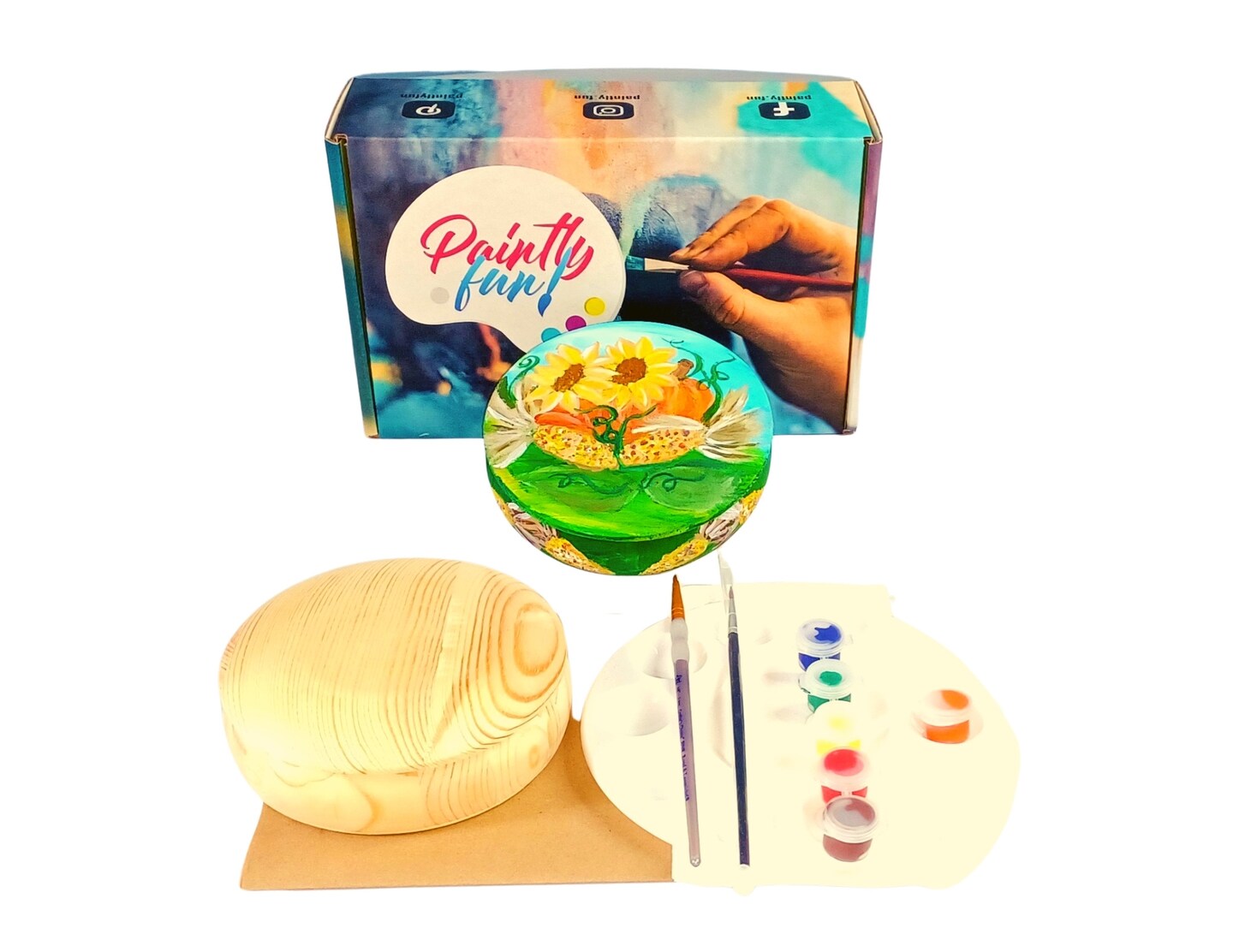 Fall Paint Kit - Harvest Bounty Tabletop Trinket Box Painting Kit &#x26; Video Lesson, DIY Craft, Beginner Painting, Paint At Home