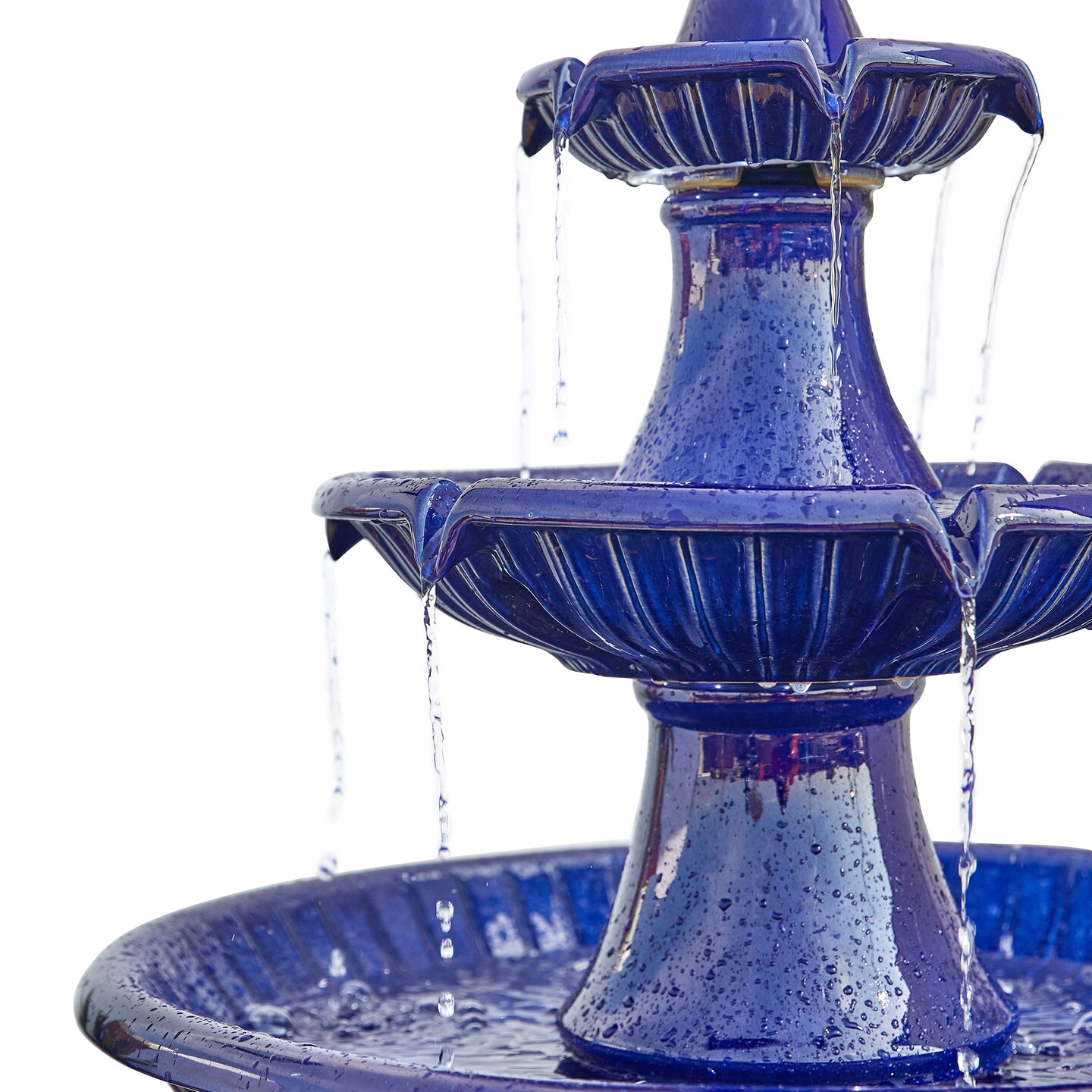 45.25&#x22; Oversized 3-Tier Pedestal Ceramic Outdoor Fountain with LED Light, Includes Pump, Multiple Colors