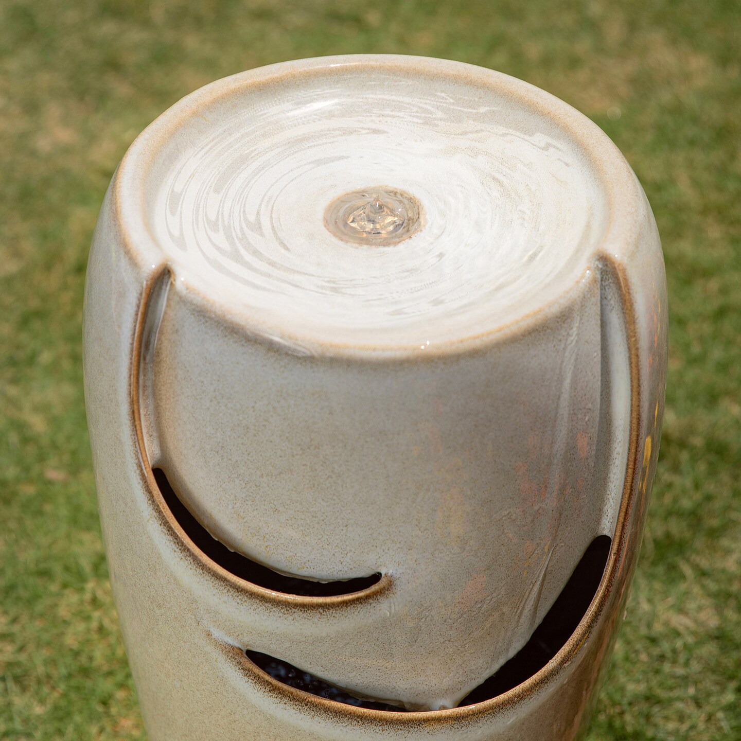 21.25"H Ceramic Pot Outdoor Fountain with LED Light, Includes Pump, Multiple Colors