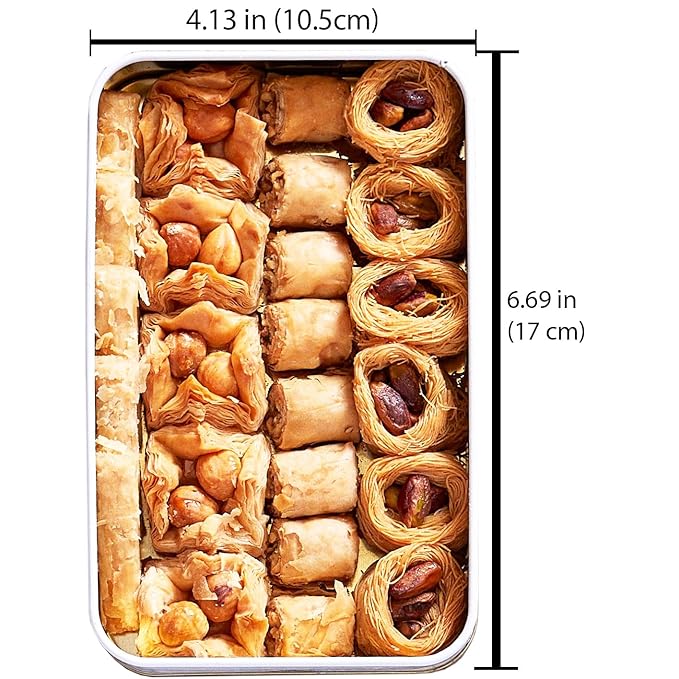 Rich Pistachios, Walnuts, Hazelnuts and Cashews, Halal Shatila Baklava, Traditional Turkish Arabic Dessert Gift Box, Sweet Food Gifts for Women