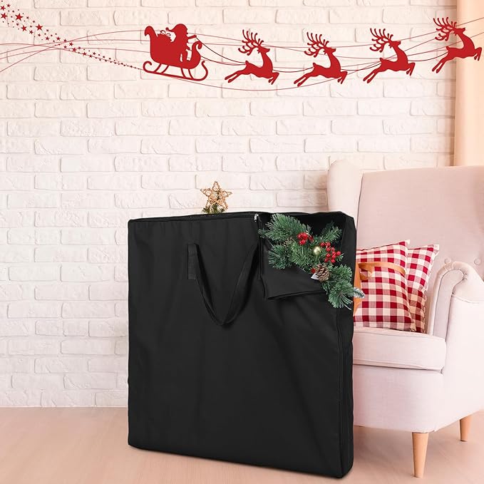 Pop Up Christmas Tree Storage Bag Large Tree Storage Container Oxford Polyester Christmas Tree Bag with Handles and Zippers for Pop Up Christmas Tree Decorations (Black,34 x 34 x 4.7 Inch)