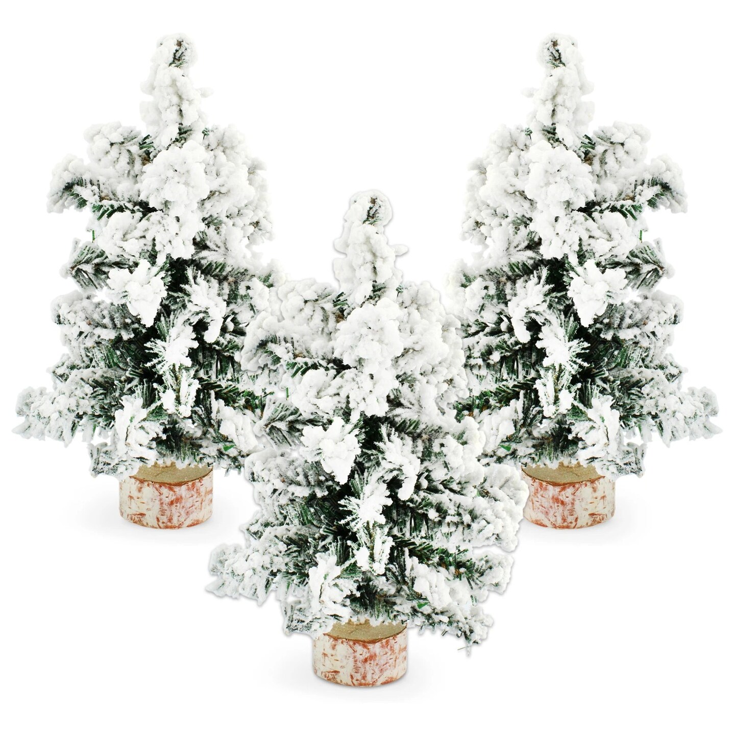 10in Flocked Mini Christmas Trees 3ct Canadian Pine Tabletop Decor