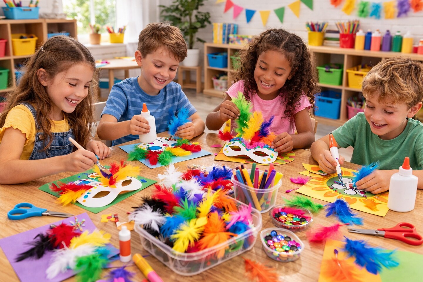 Craft Feathers 150 Pack (14g) – Assorted Color Decorative Feathers for Kids Crafts, DIY Projects, Classroom Art & Party Decorations